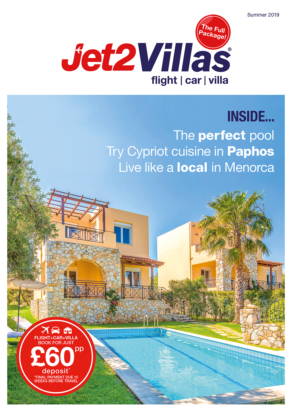 front cover of a Jet2Villas brochure designed by Red C Marketing