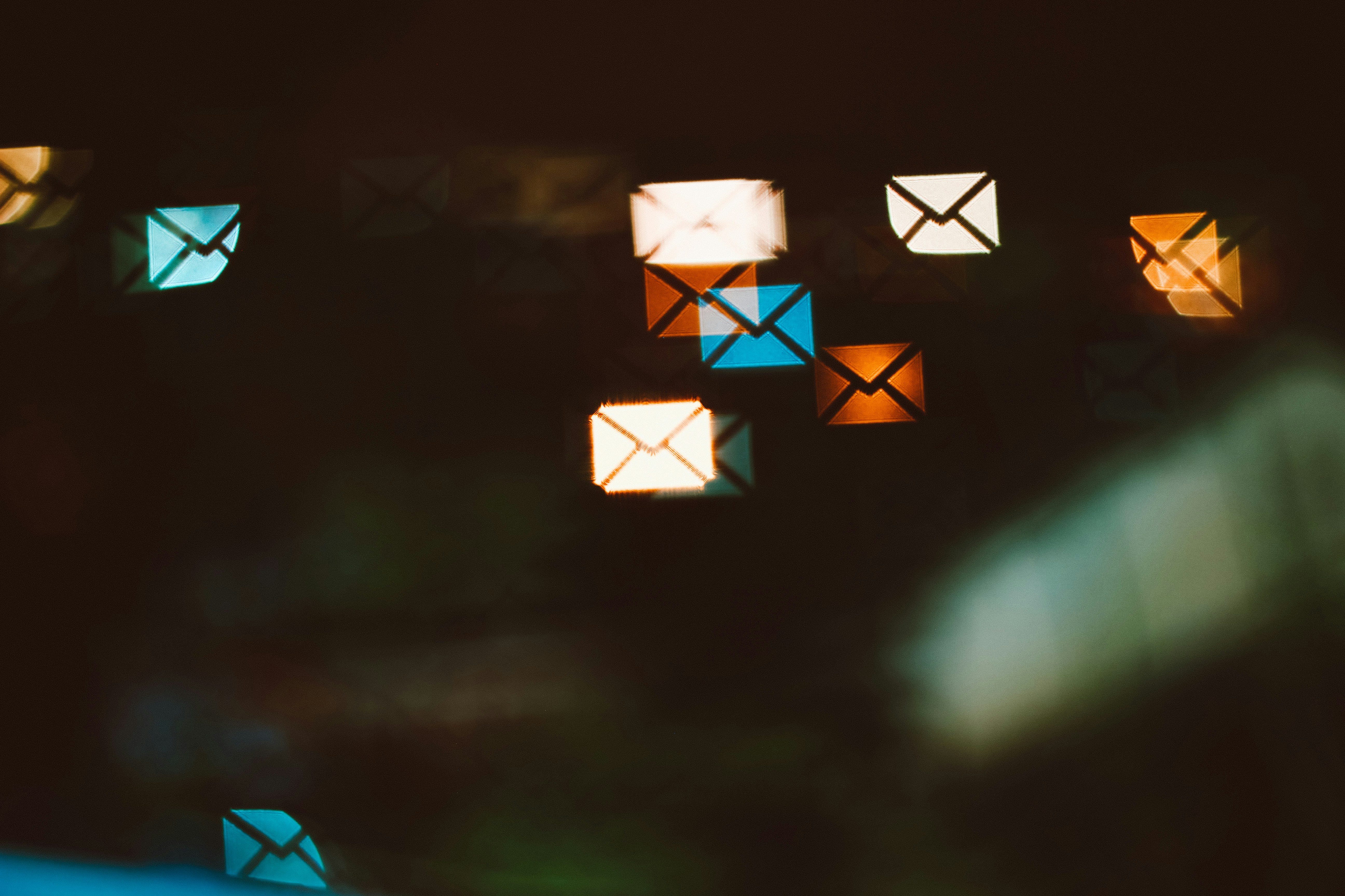 email icons floating onscreen